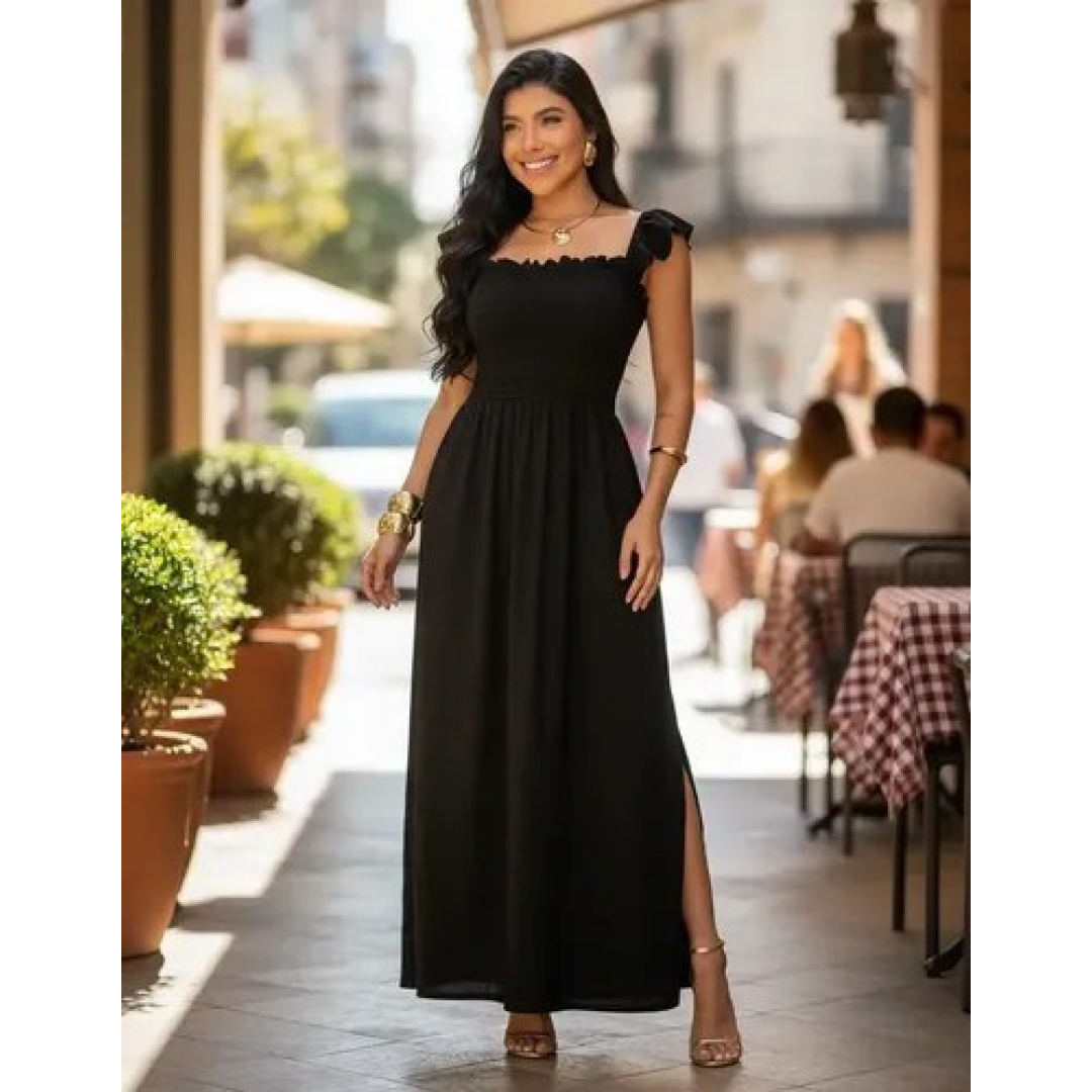 Vestido Longo Casual Soltinho Alcinha Verão Festa (13 cores)