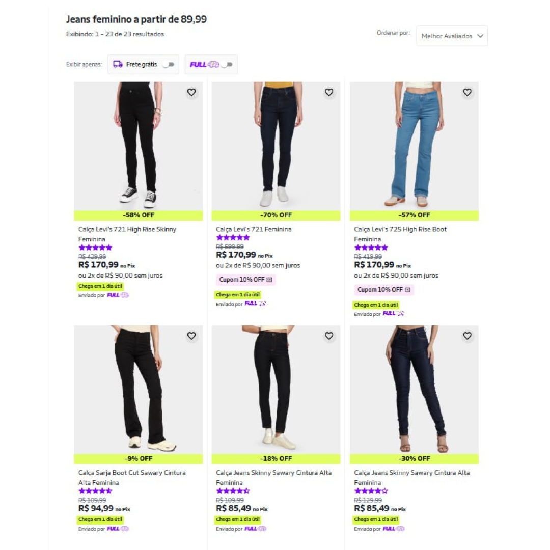Calça Jeans Feminina Levi's e Sawary Várias Modelagens