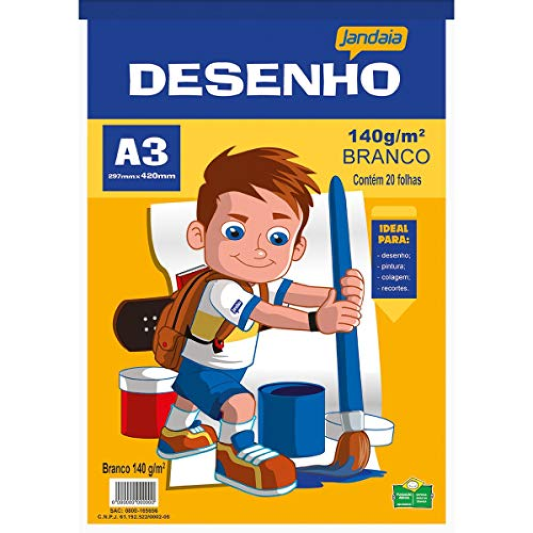 Bloco Técnico para Desenho, A3, Branco, 140 grs, Jandaia