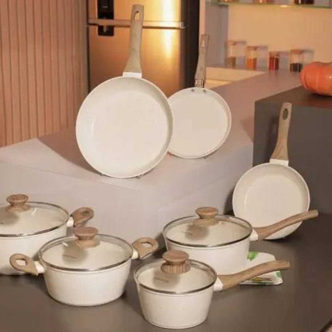 Conjunto De Panelas Com 10 Peças Cook Marmol Mimo Style