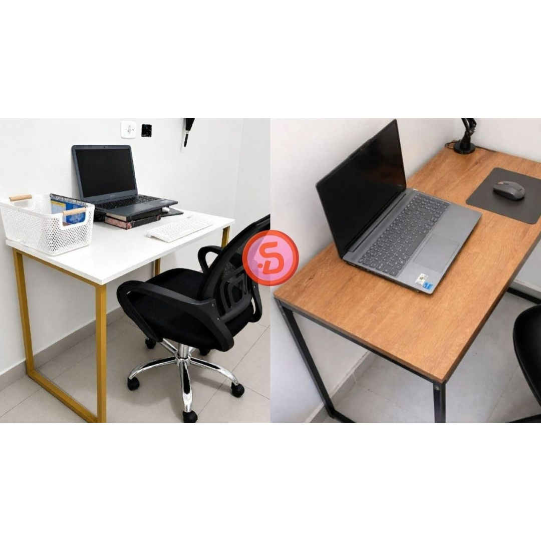 Escrivaninha Industrial Mesa Estudo Aparador Office Aço Mdf