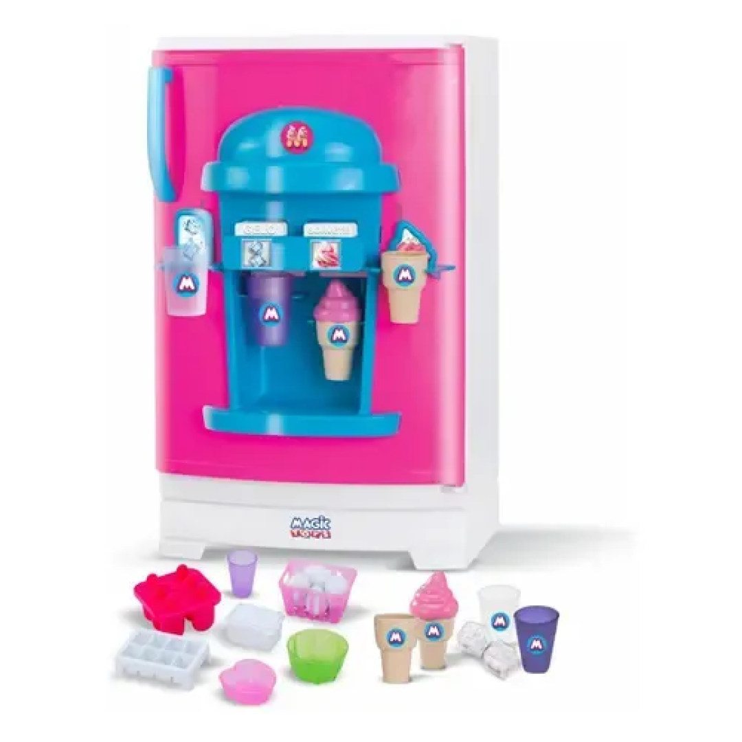 Geladeira Infantil Magic Toys Modelo 7062 Sem Freezer Rosa Plástico