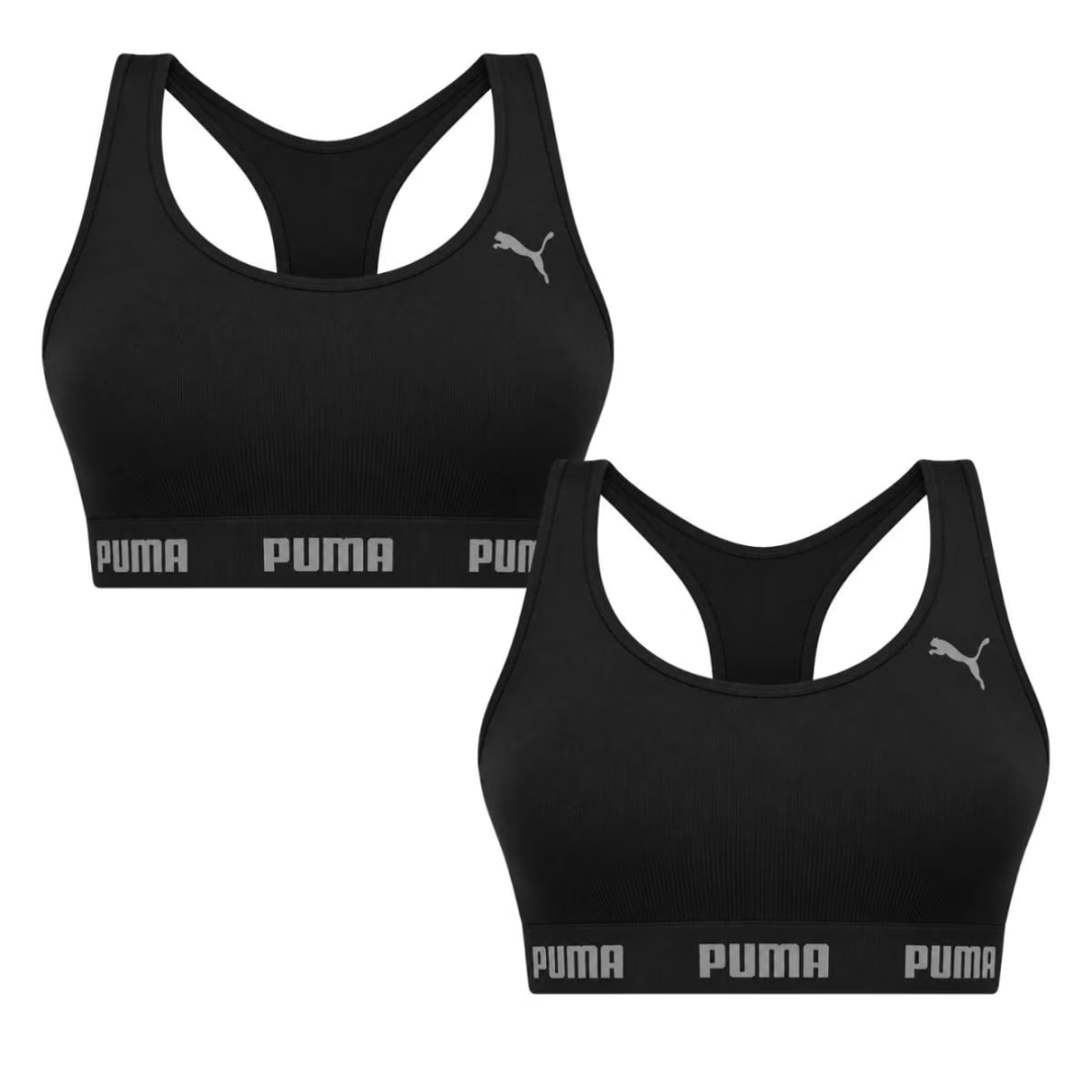 Kit 2 Tops Puma Feminino Sem costura Nadador Alta Sustentação Academia Fitness