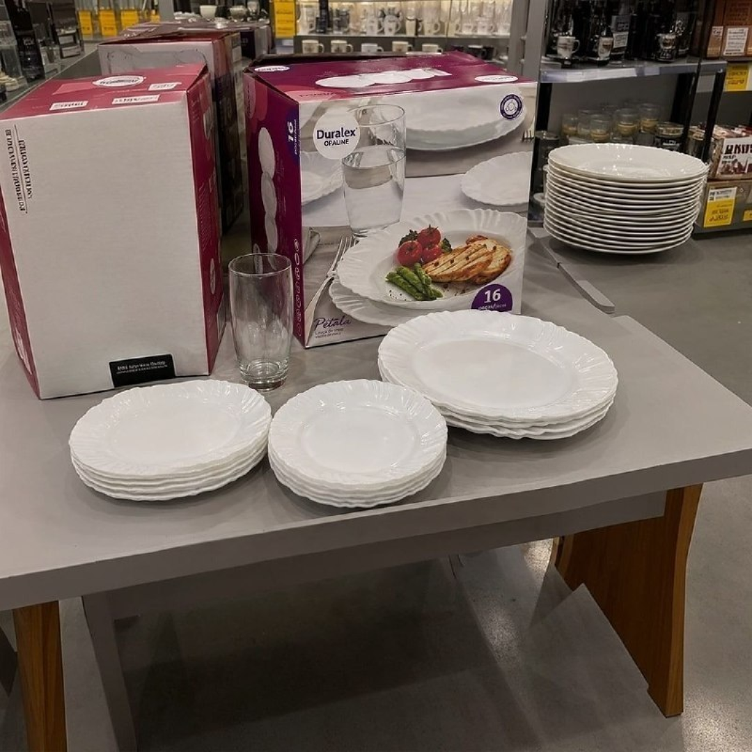 Aparelho de Jantar Pétala Duralex Opaline 16 Peças Branco