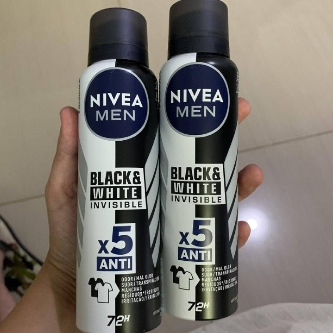 Kit NIVEA Desodorante Aerosol Men Black&White Invisible - 2 unidades
