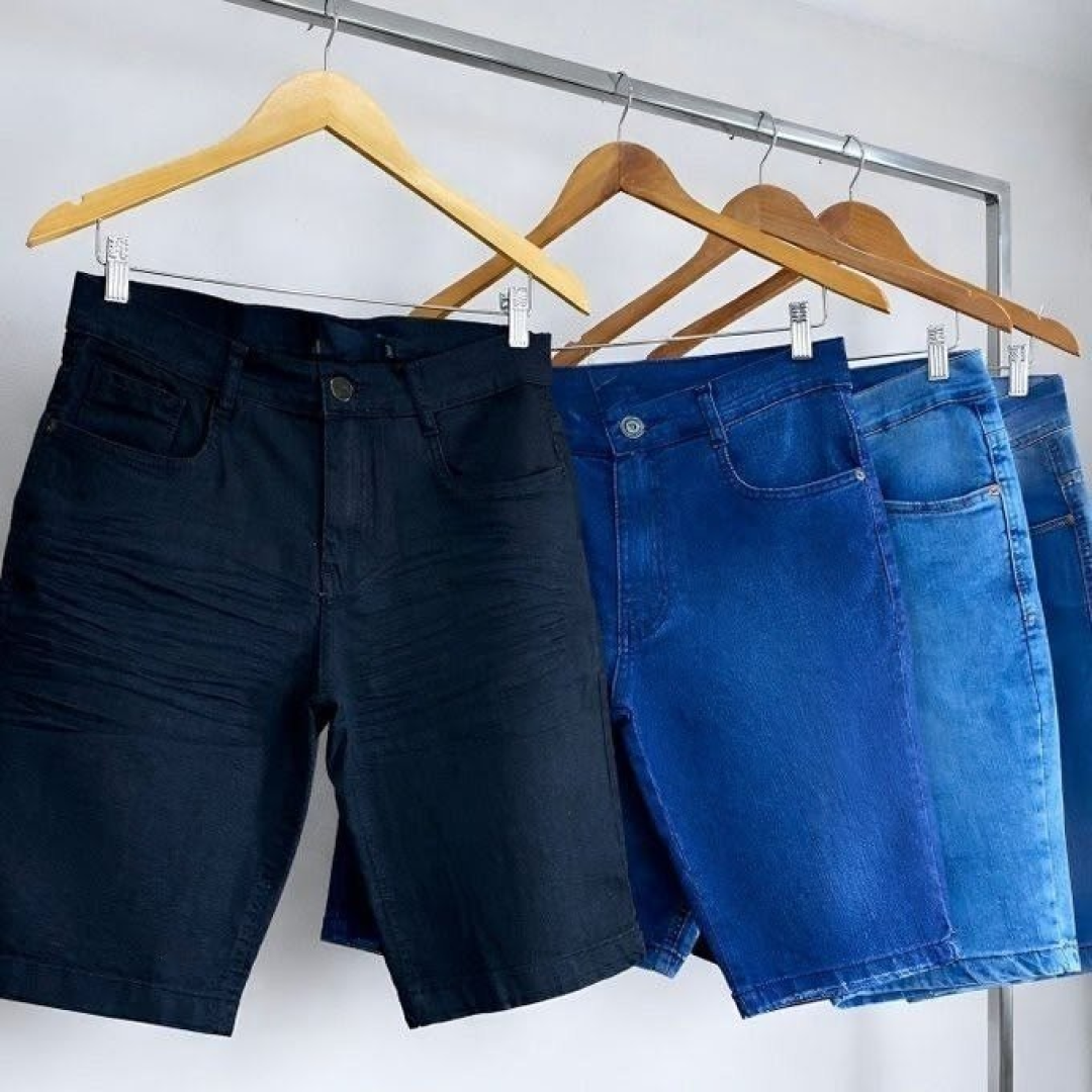Kit com 3 Bermudas Jeans