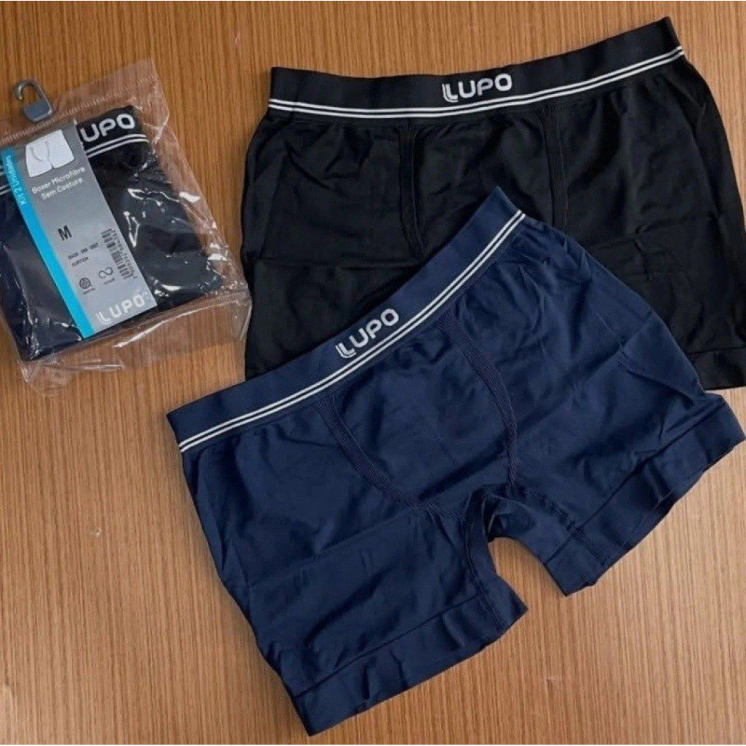 Kit com 10 Cuecas Boxer Lupo Poliamida Algodão