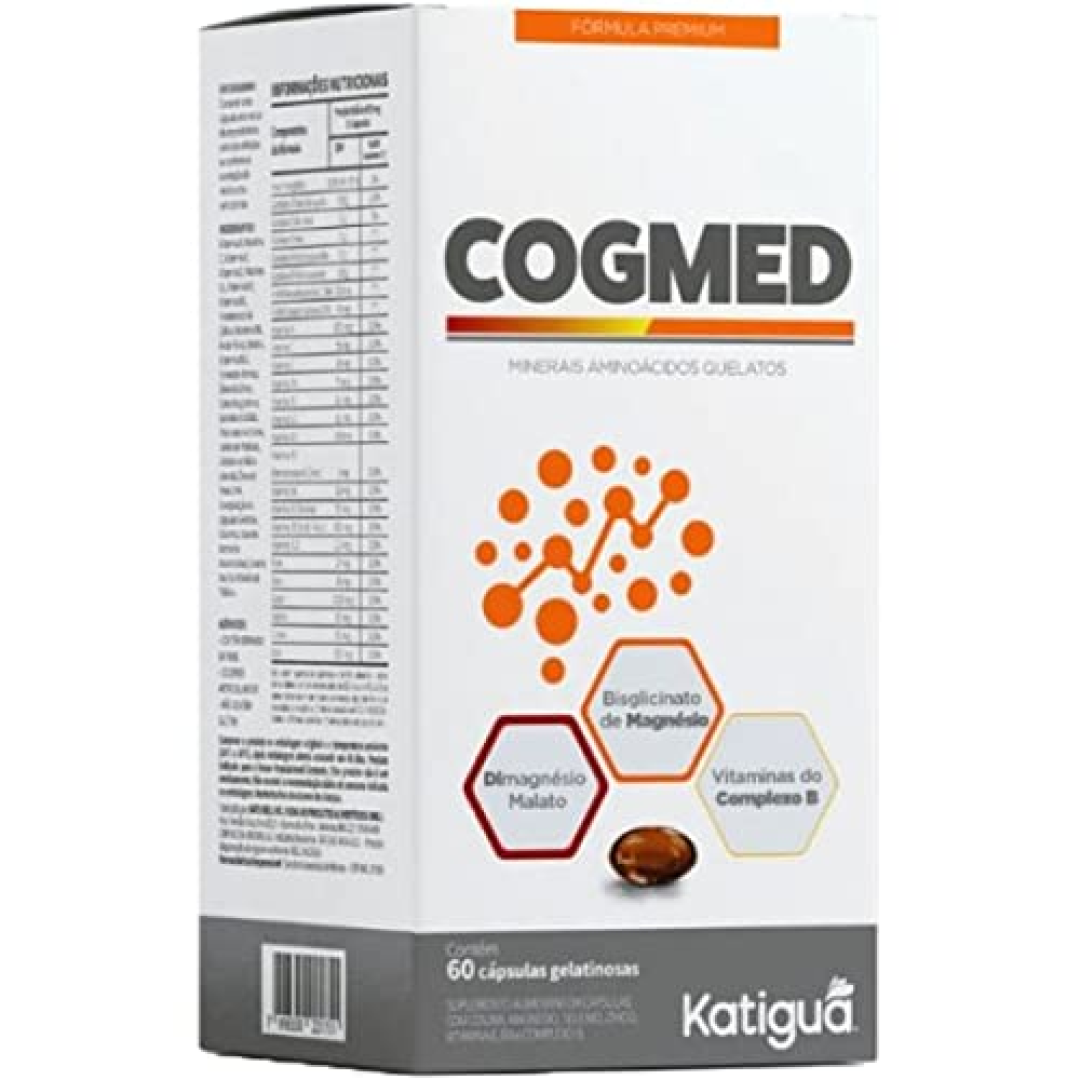 Katiguá, Cogmed, Dimagnezio Malato/Bisglicinato de Magnésio & Vitaminas do Complexo B, Sem sabor, 60 Cápsulas Soft Gel 30 doses, Branco