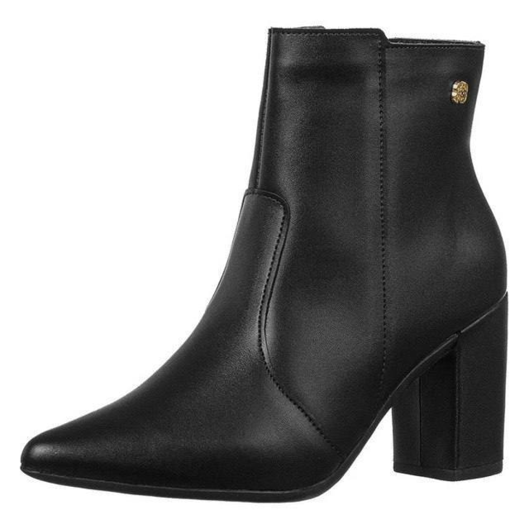 Bota Bico Fino Coturno Feminino Cano Curto