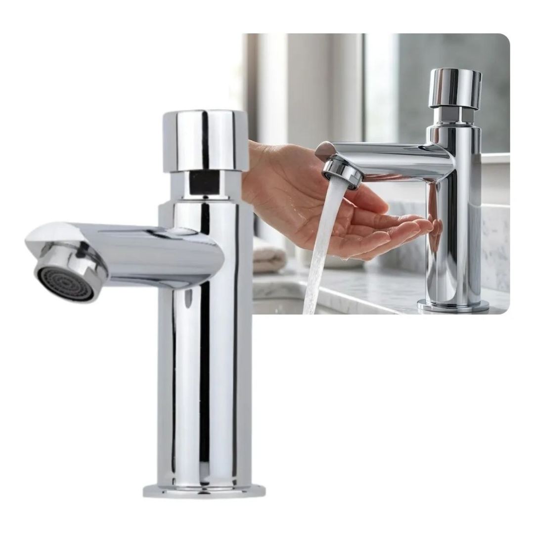 Torneira Automatica Para Banheiro Lavabo Alta Cromado Luxo Prateado Cromado