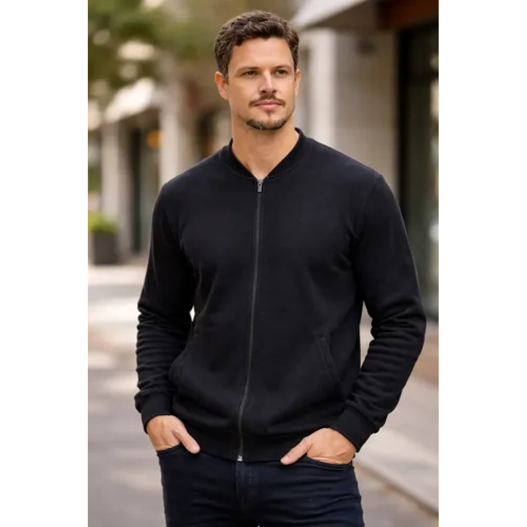 Blusa De Moletom Com Ziper Canguru Flanelado