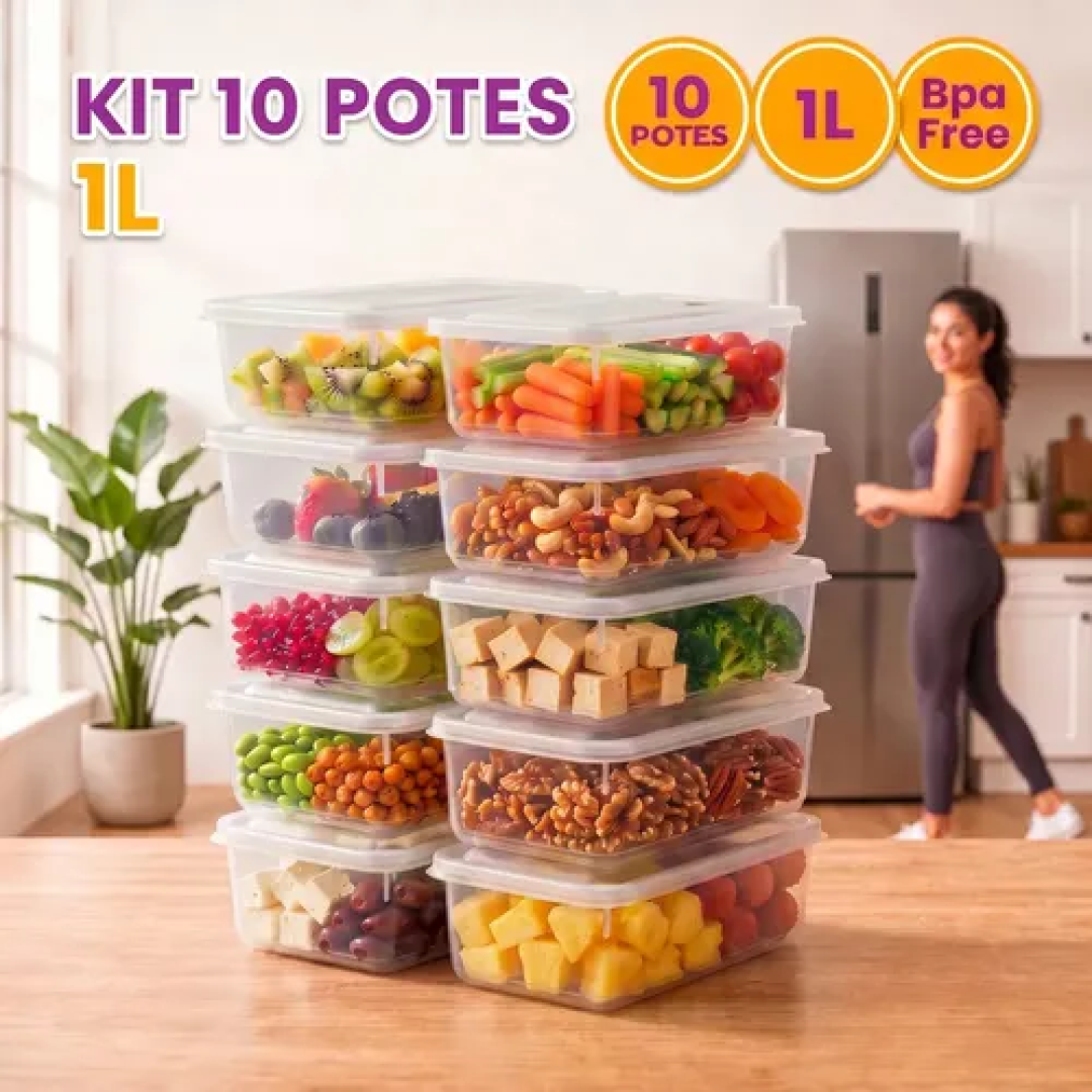 Kit com 10 Potes 1L Transparente