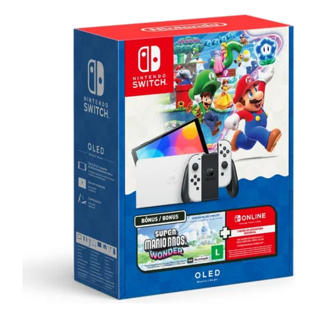 Console Nintendo Switch Oled Nintendo Bundle Super Mario Bro Branco