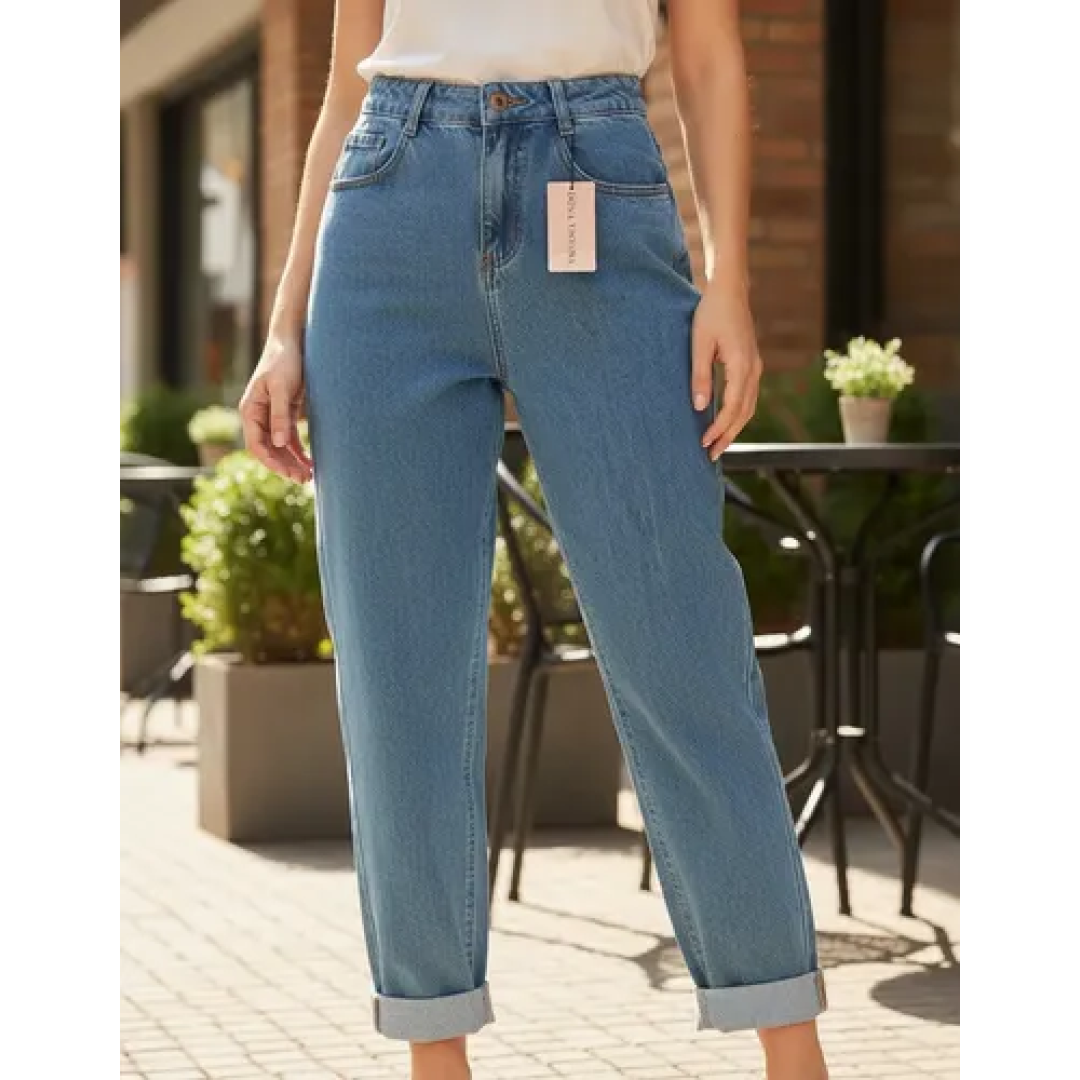 Calça Jeans Mom Cintura Alta Linda Super Luxo Atacado Moda