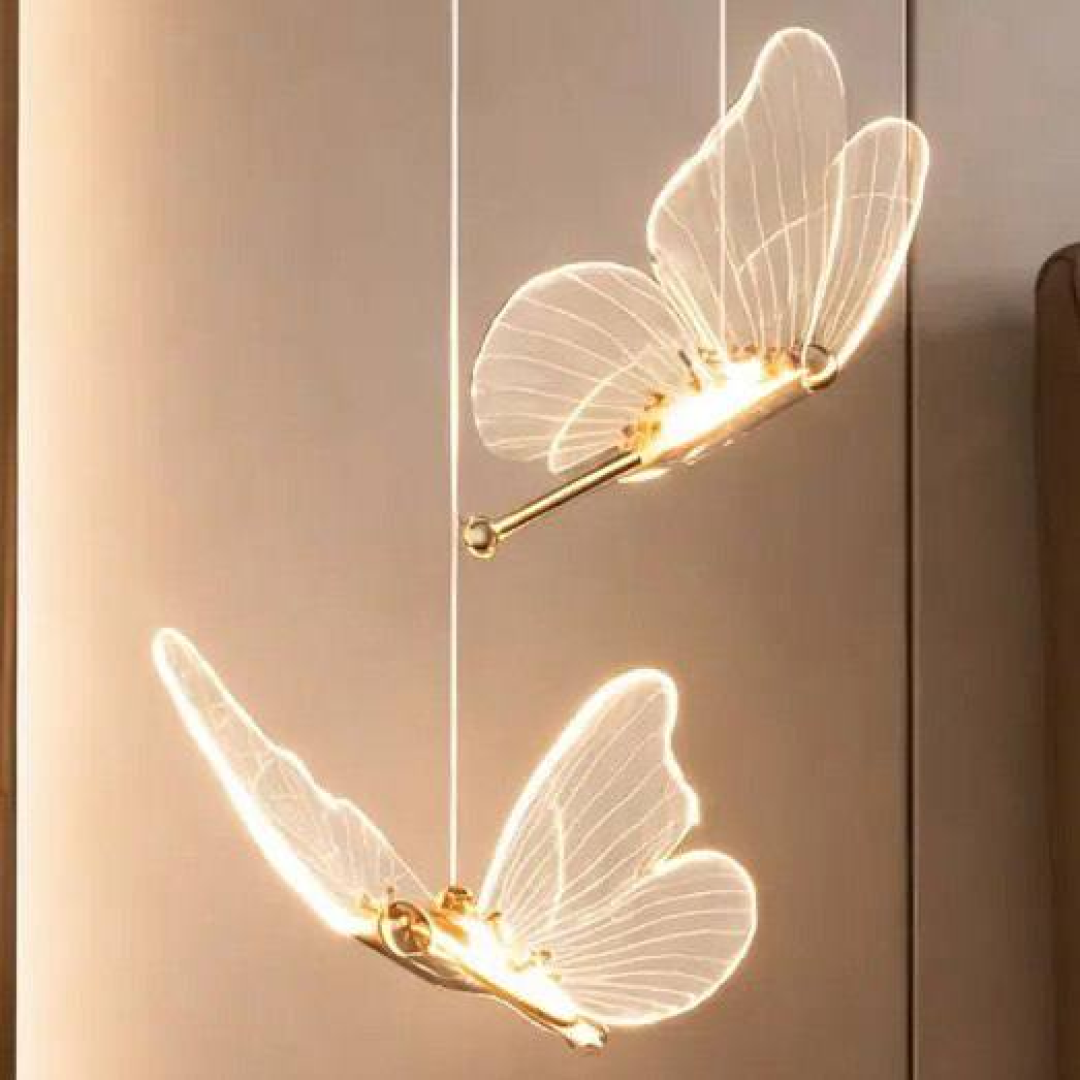 Luminária Pendente LED em Formato de Borboleta, Luminária Decorativa Moderna com Design Elegante 110–265V, Ideal para Quartos, Mesas de Cabeceira e Co...
