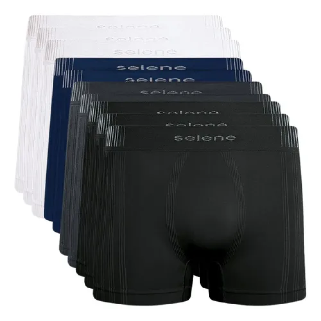 Kit 10 Cueca Boxer Sem Costura Poliamida Toque Gelado Selene