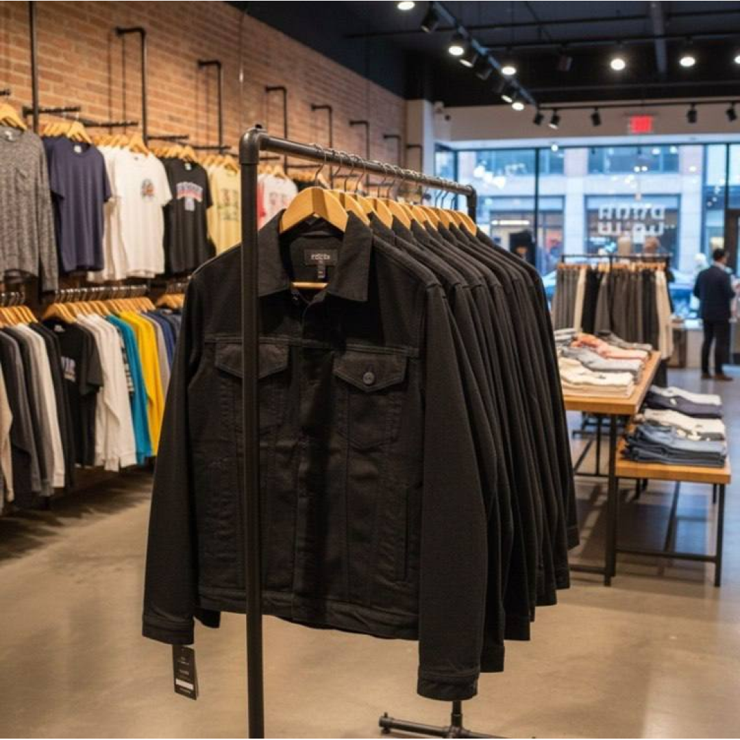 Jaqueta Jeans Masculina Sarja Bolsos Funcionais Resistente Preto M