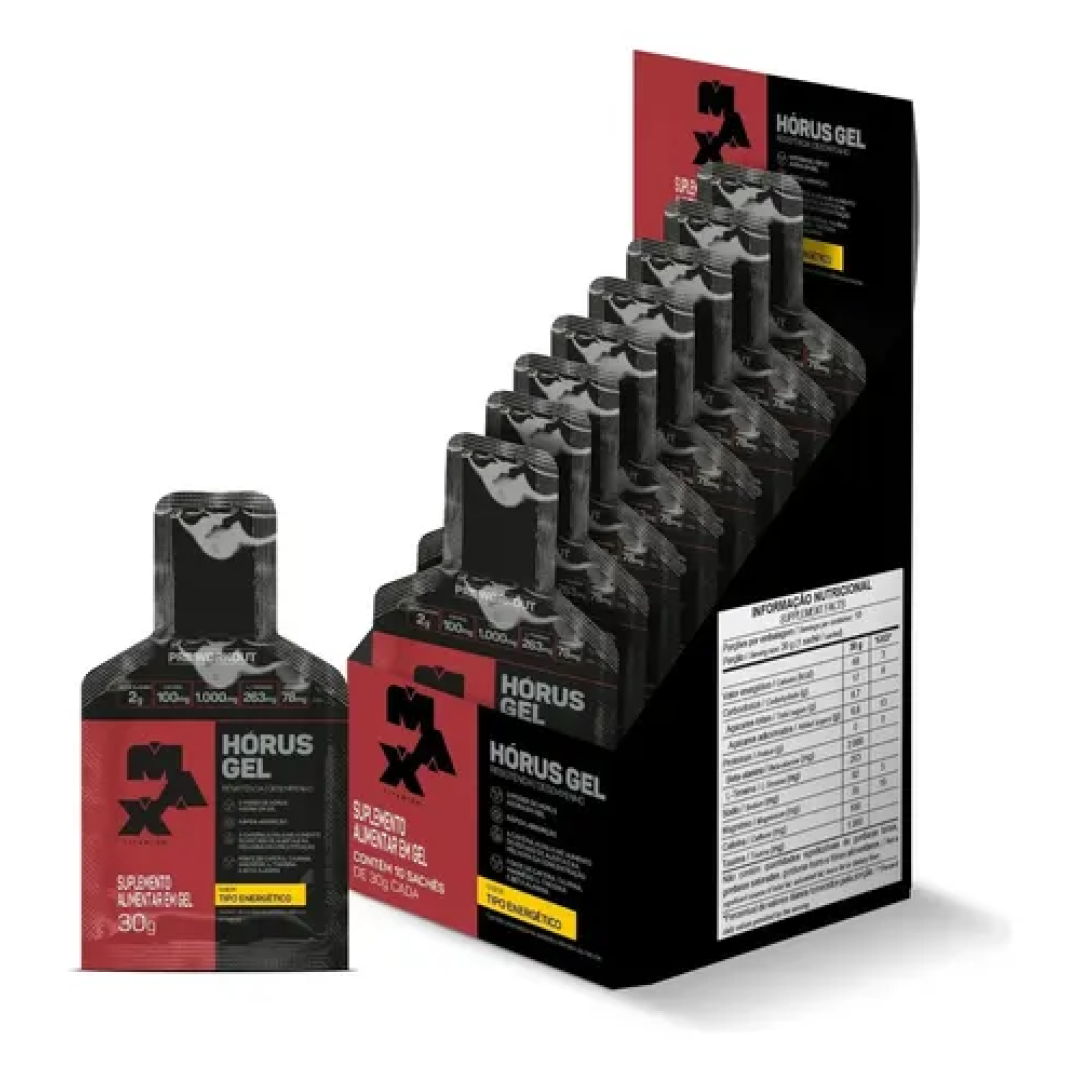 Caixa com 10 Sachês Pré-Treino Horus Gel Max Titanium 30g