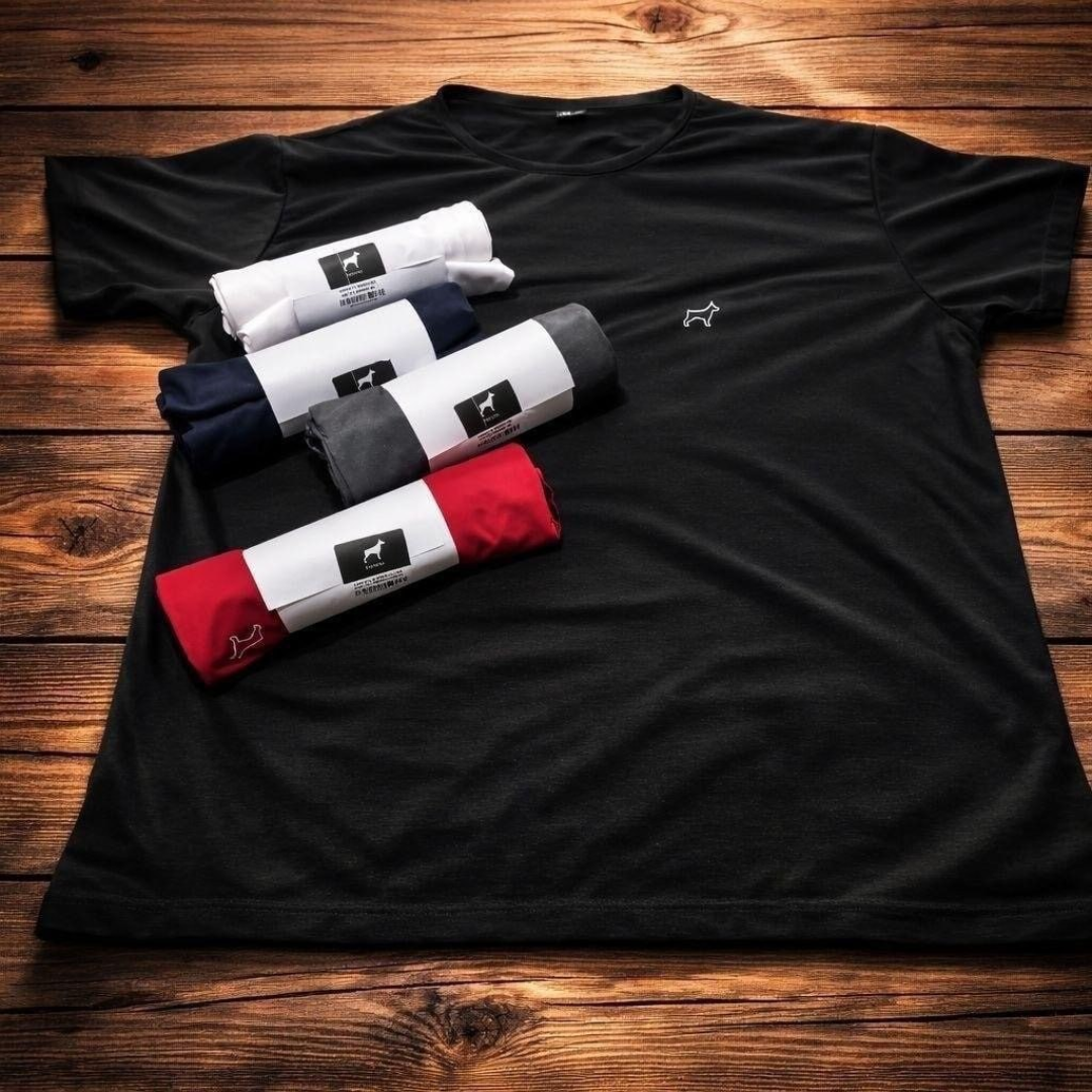 Kit 5 Camisetas Parvori Dry Fit Academia - Slim Fit