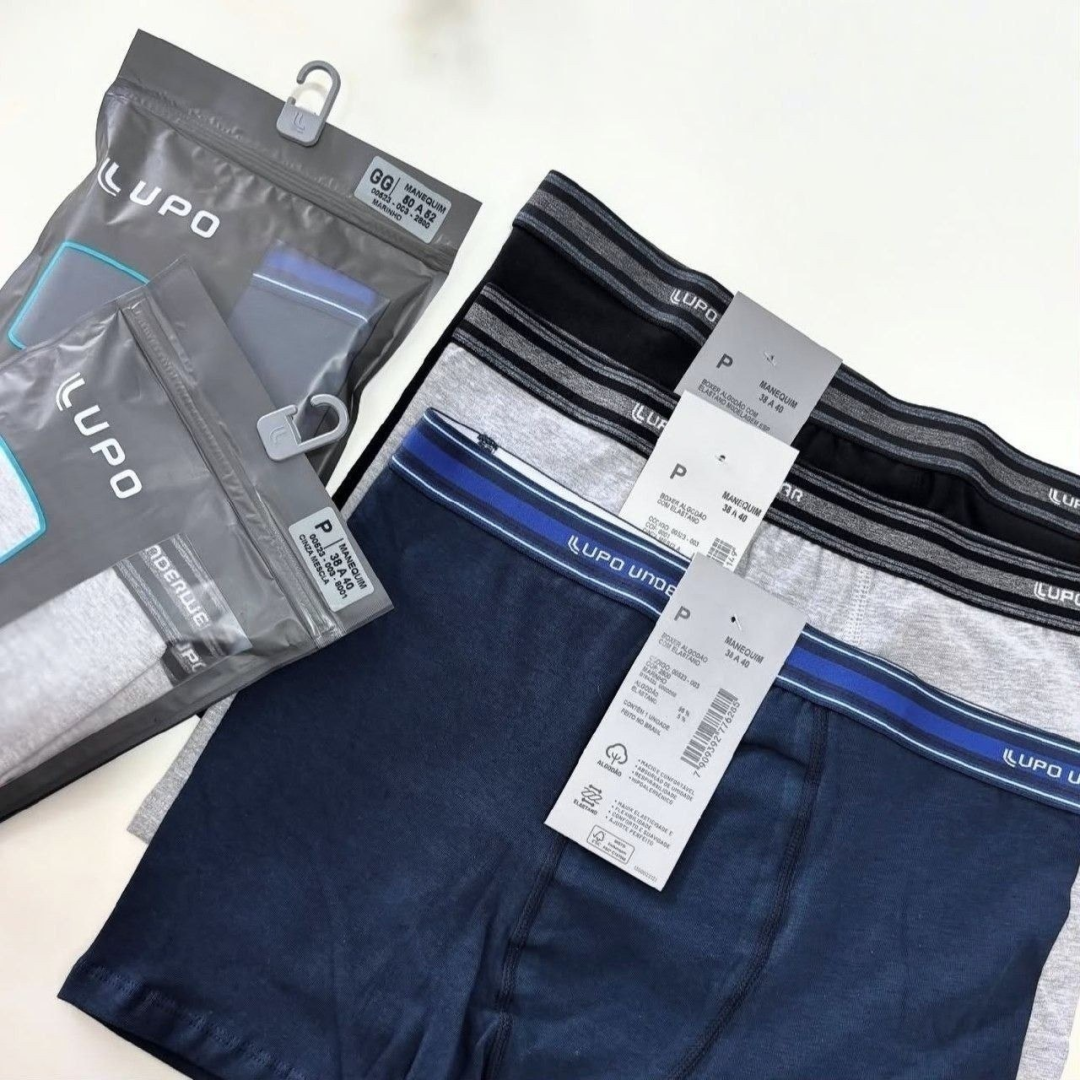 Kit com 4 Cuecas Boxer Lupo Algodão