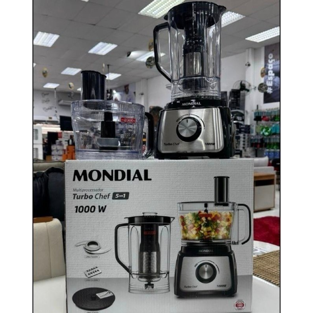 Multiprocessador de Alimentos Mondial Turbo Chef 9 em 1 1000W 110v