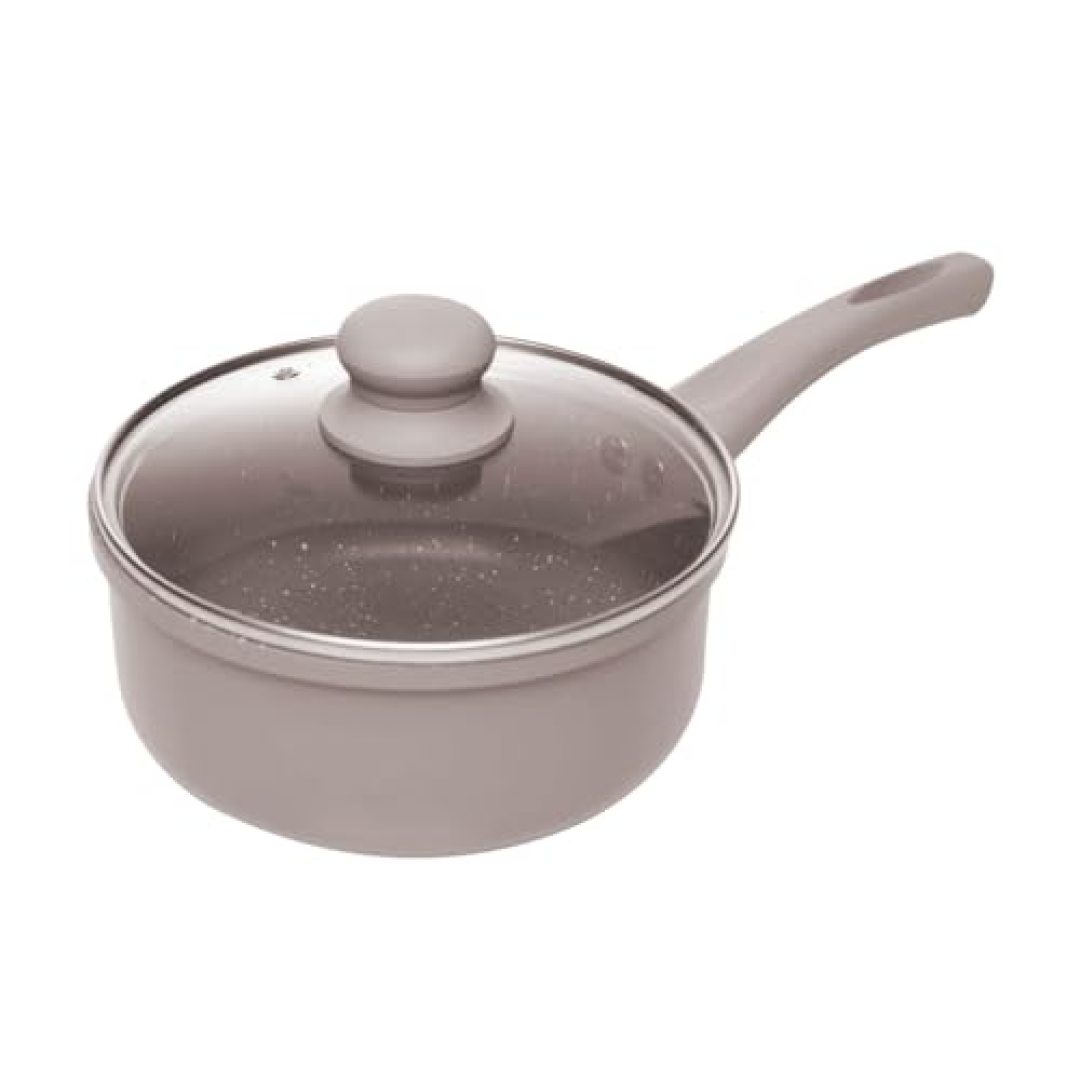 LYOR Panela de Indução 16cm Taupe Alumínio com Revestimento Cerâmico e Tampa de Vidro