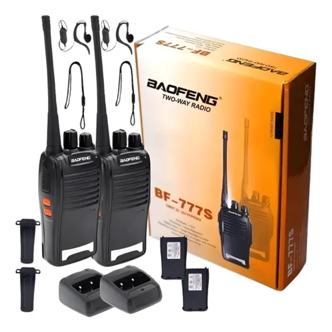 Kit com 2 Rádios Baofeng 777s Walk Talk Comunicador