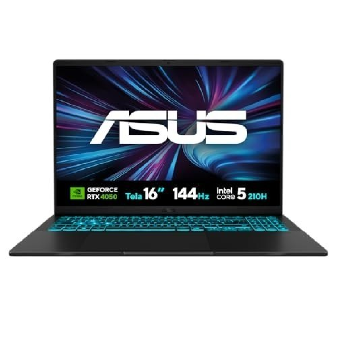 Notebook ASUS V16 V3607VU NVIDIA RTX 4050 Intel Core 5 210H 8Gb Ram 512Gb SSD Linux KeepOs Tela 16" LED Nível IPS 144Hz Preto - RP296