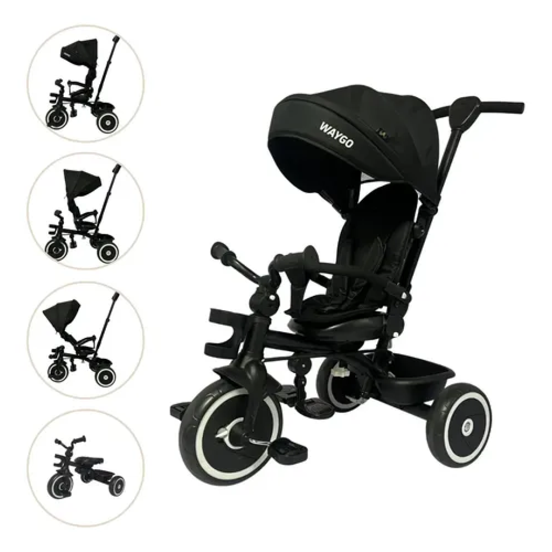 Triciclo Infantil Com Empurrador Waygo Maxi Toys Preto