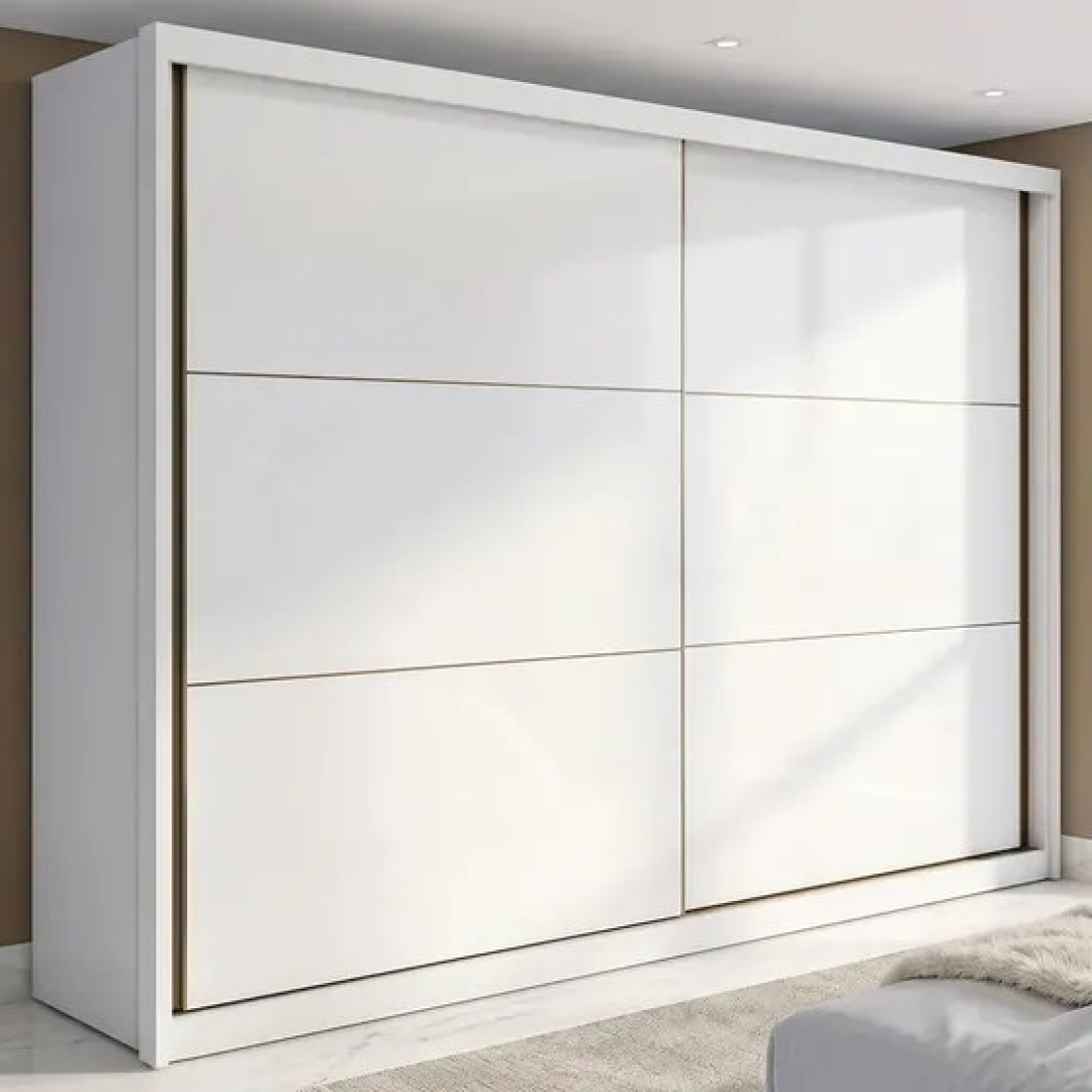 Guarda-roupa Casal MDF 2 Portas Corrediças 6 Gavetas Branco