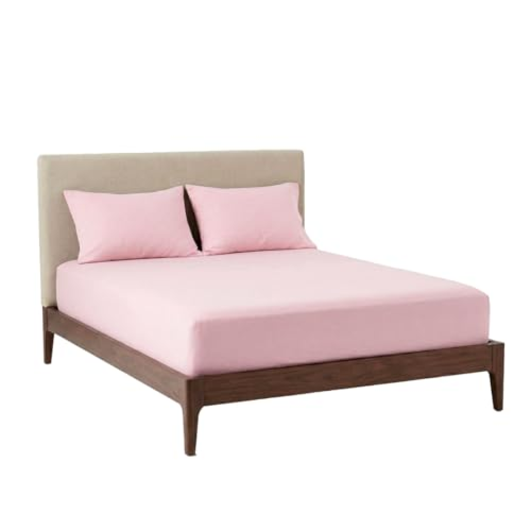 Decolab Jogo de Cama King Essencial 100% Algodão Macio Rosa Inclui lençol com elástico e 2 fronhas; malha penteada de 140 g/m², leve, respirável e com tratamento antiácaro.