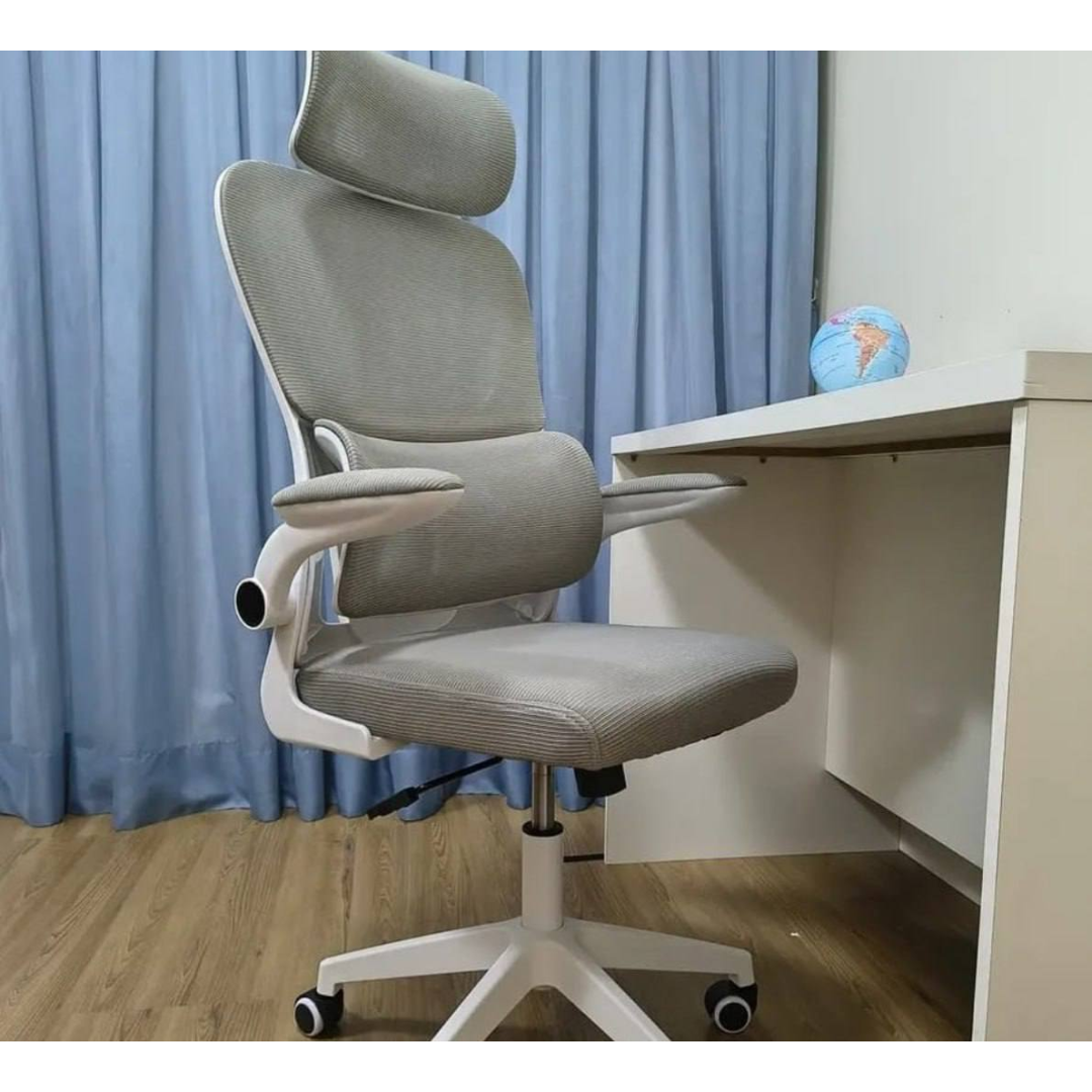 Cadeira Escritório Presidente Ergonômica NR17 Marqs Home Arcanis Cinza com Apoio Lombar e Encosto Mesh Premium