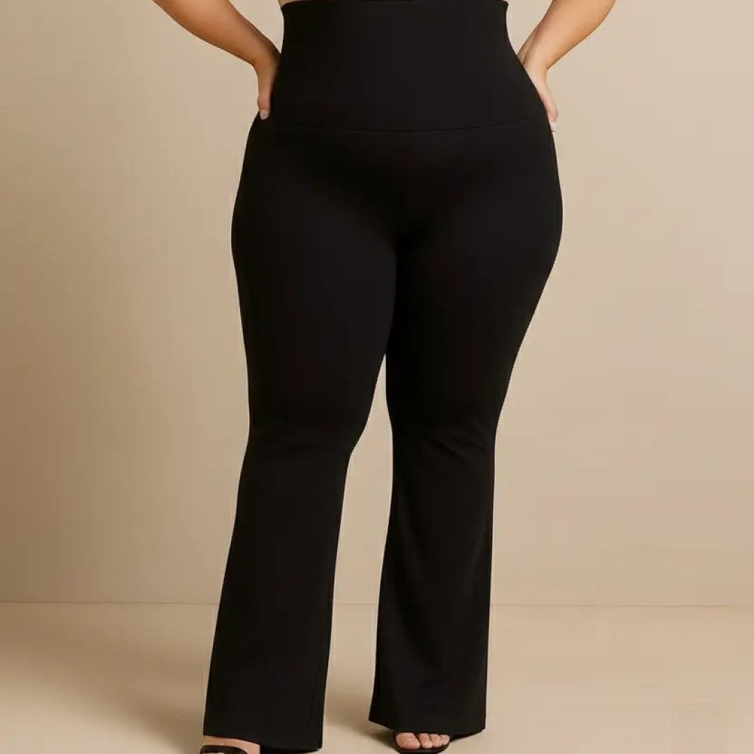 Calça Legging Flare Cós Super Alto Plus Size Modela 48 A 66