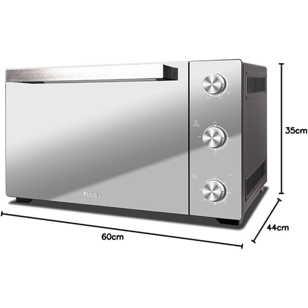 Forno Elétrico Philco 50l Cinza Espelhado Full Glass PFE50PE 127V