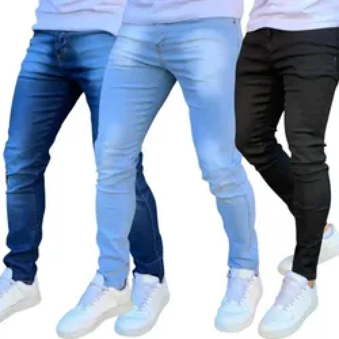 Kit com 3 Calças Jeans Skinny Lycra