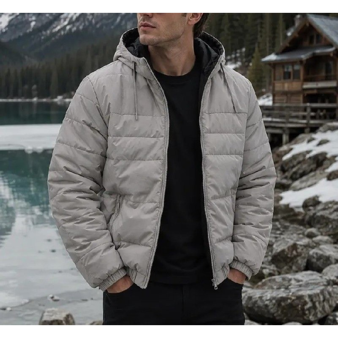 Jaqueta Puffer Térmica com Capuz Forro Interno