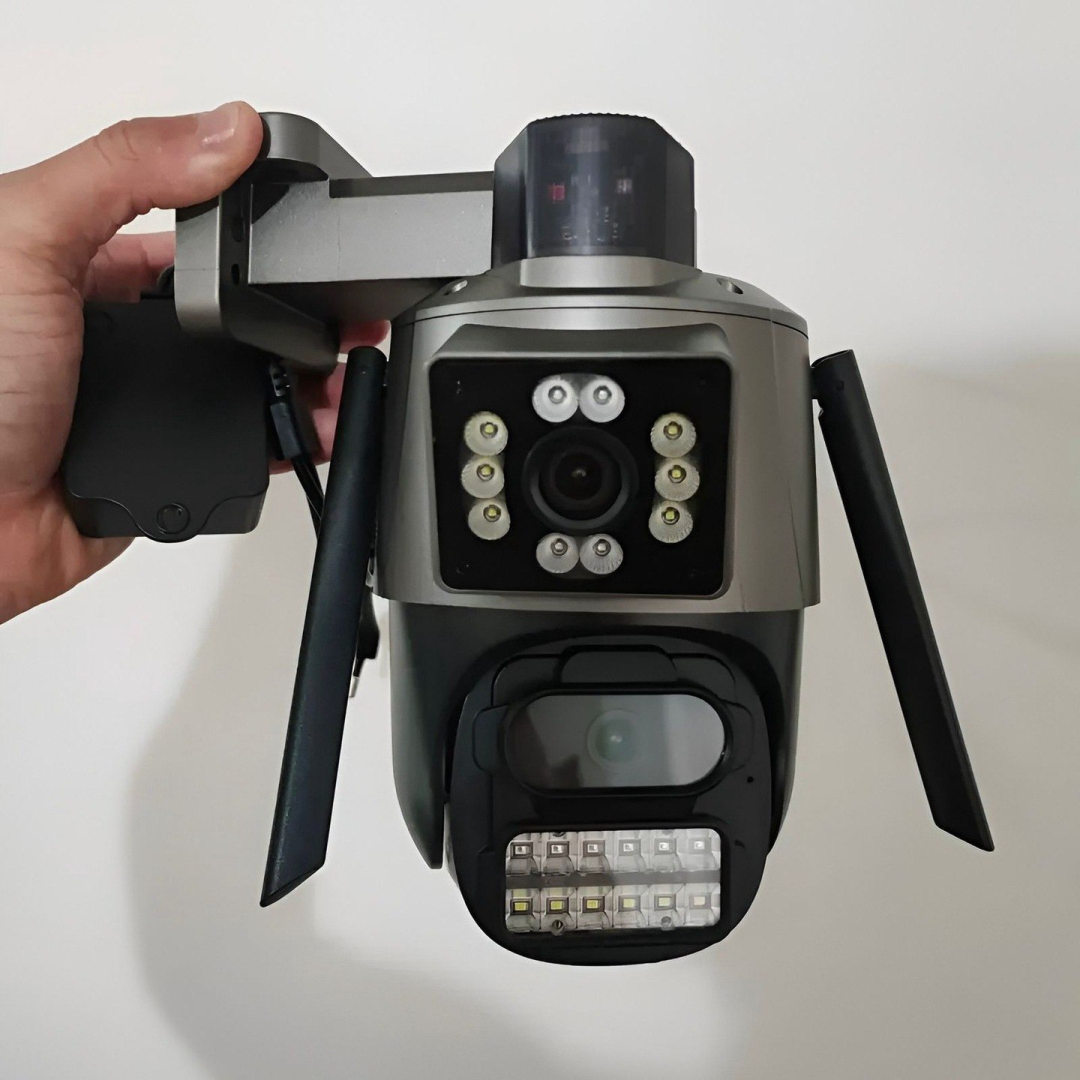 Câmera Segurança Wifi Ip Lente Dupla 2x 3mp Externa 360° A prova Dágua Cor Cinza