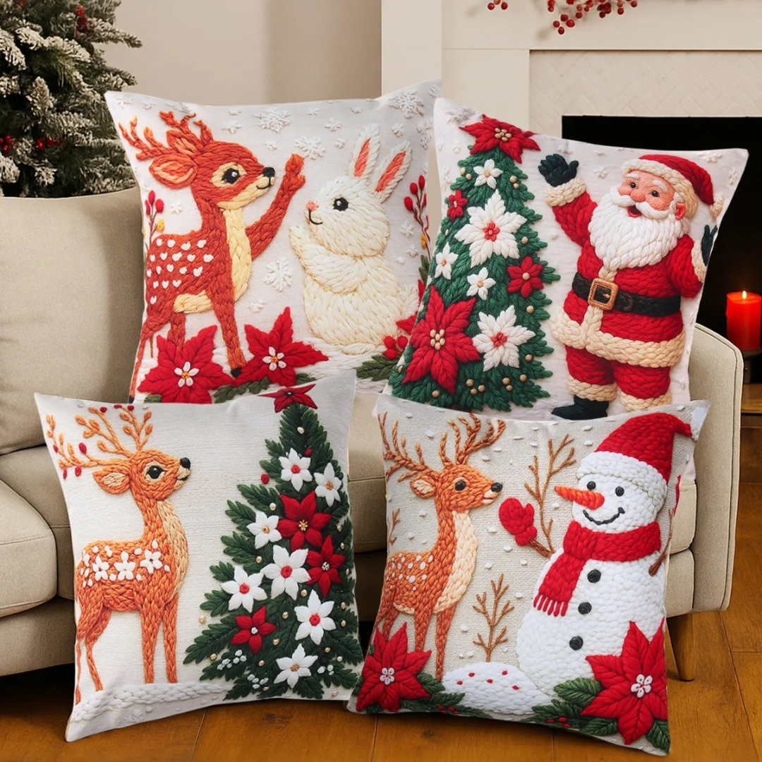 Kit 4 Capas de Almofada de Natal 45x45cm