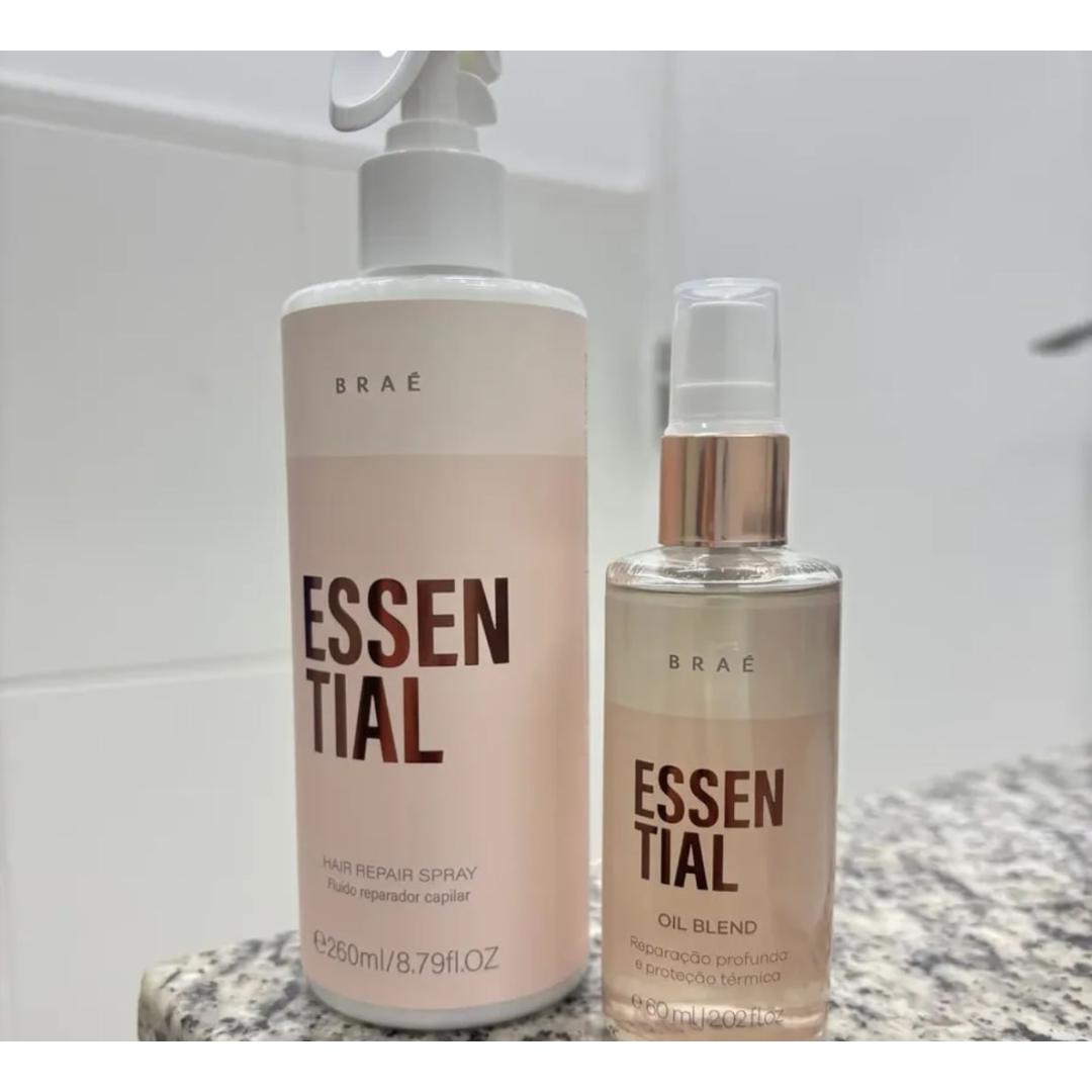 Kit Braé Essential Sérum e Óleo para Cabelos Danificados com Ácido Hialurônico
