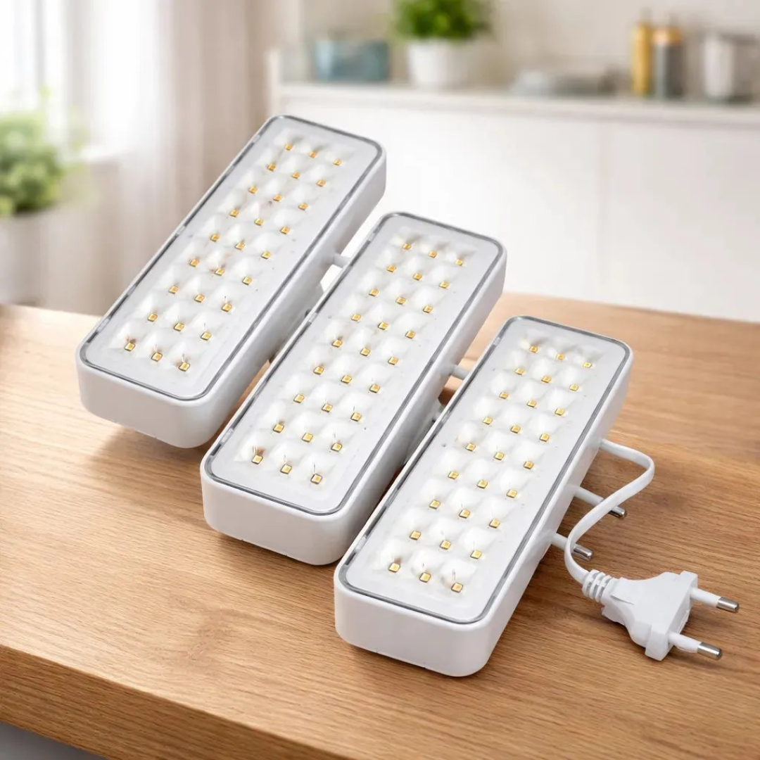 3 Luminárias Emergência Elgin Recarregável Lampada 30 Leds