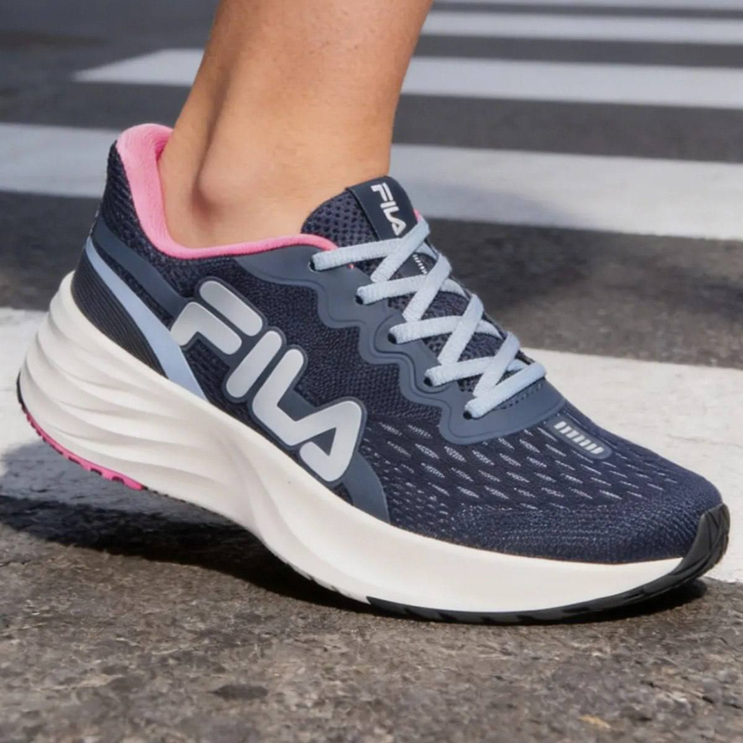 Tênis Fila Feminino Esportivo Racer Comet 2 Corrida Original Marinho/branco Liso 39