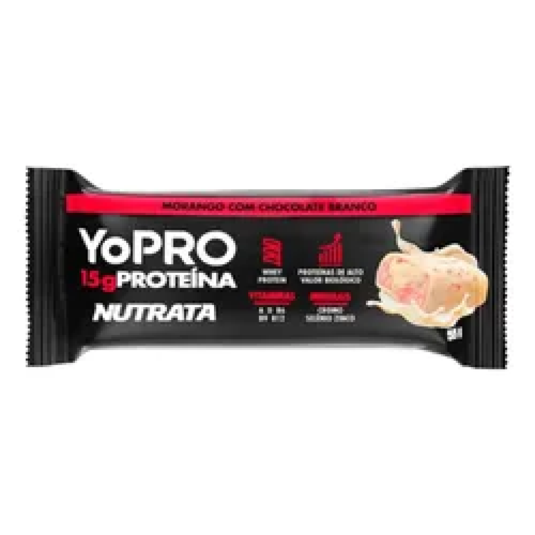 12 Barras de Proteína Yopro 55g Nutrata Sabor Chocolate Branco