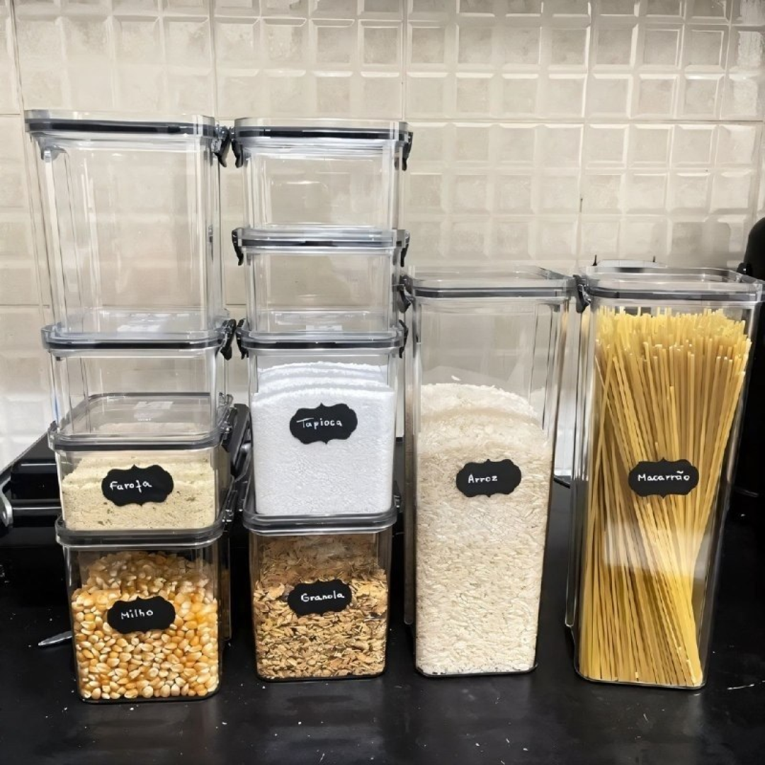 Kit com 15 Potes Herméticos Com Tampa